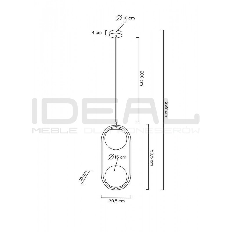 Lampa wisząca glamour Aurelia Twin złota
