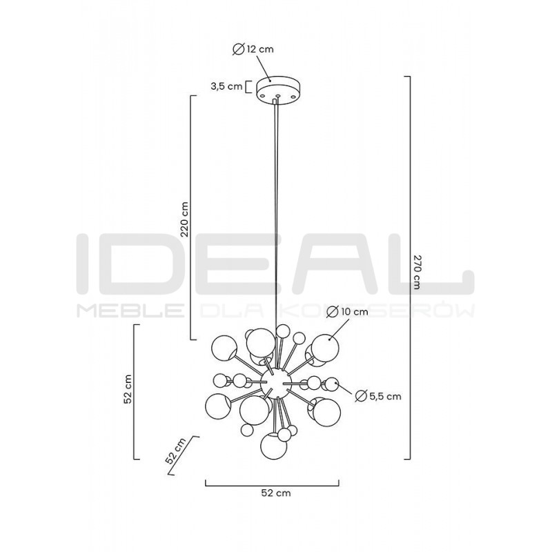 Lampa wisząca glamour Aurelia złota