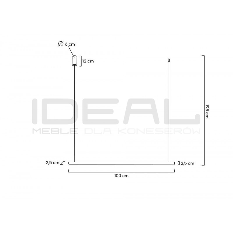 Lampa wisząca glamour pozioma LINUS 100 złota ombre