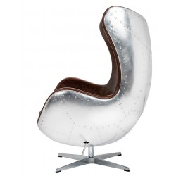 Fotel EGG AVIATOR PU z metalowymi plecami brązowy