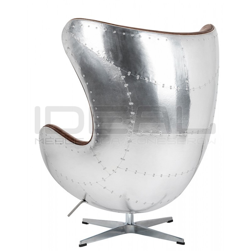Fotel EGG AVIATOR PU z metalowymi plecami brązowy