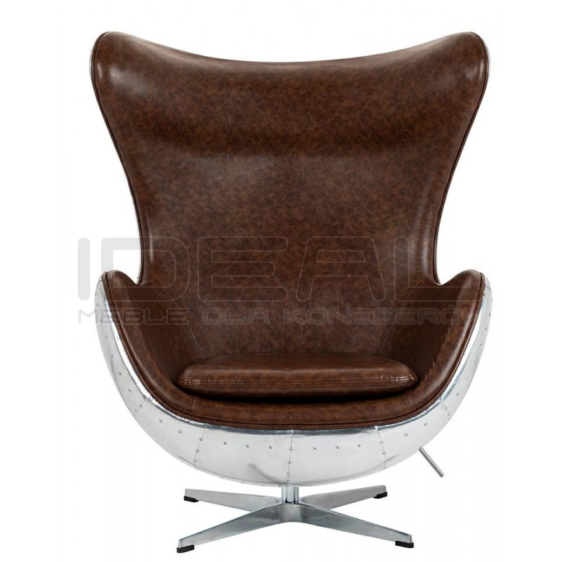 Fotel EGG AVIATOR PU z metalowymi plecami brązowy