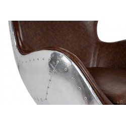 Fotel EGG AVIATOR PU z metalowymi plecami brązowy