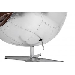 Fotel EGG AVIATOR PU z metalowymi plecami brązowy