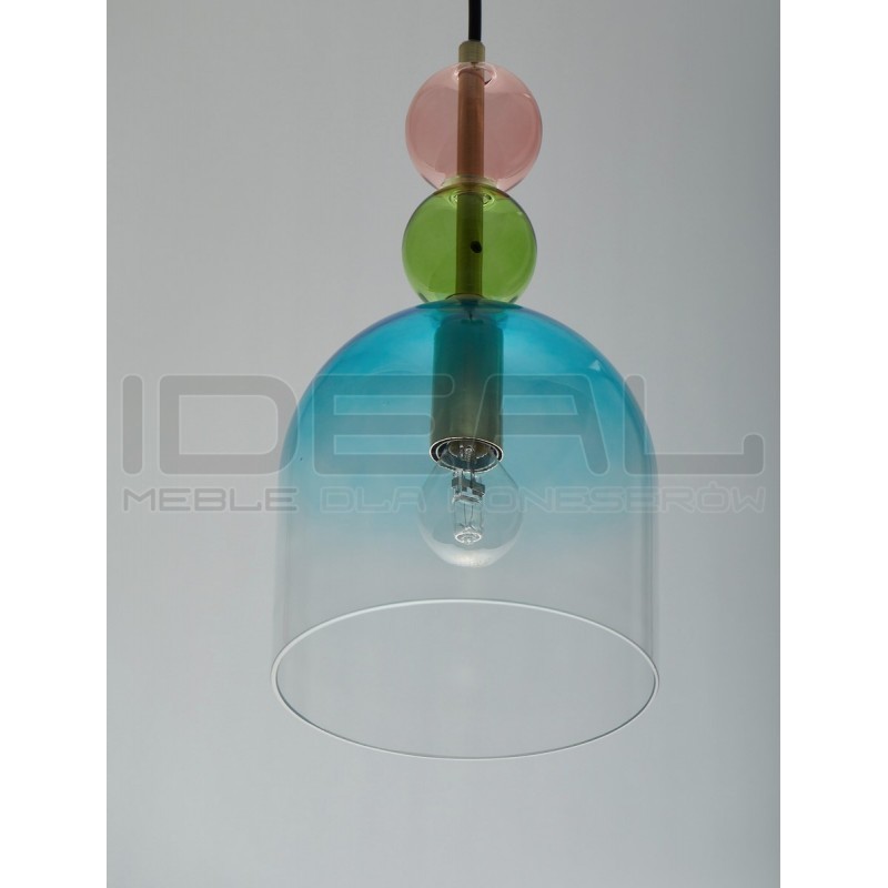 Szklana lampa wisząca Rainbow niebieska kolorowe szkło
