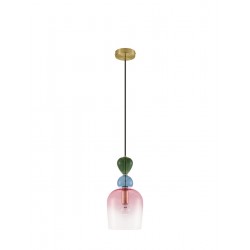 Szklana lampa wisząca Rainbow różowa kolorowe szkło