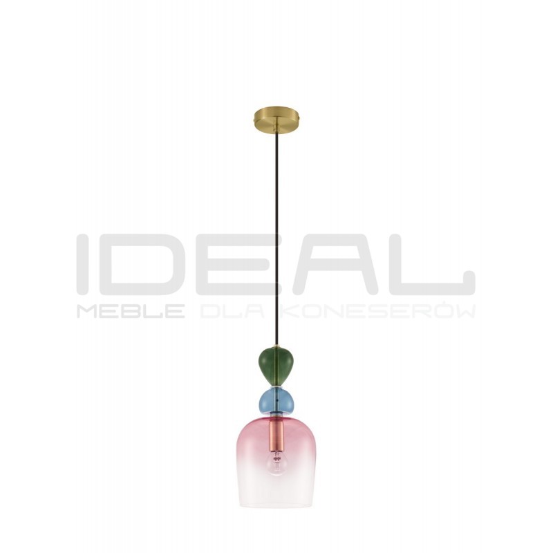 Szklana lampa wisząca Rainbow różowa kolorowe szkło