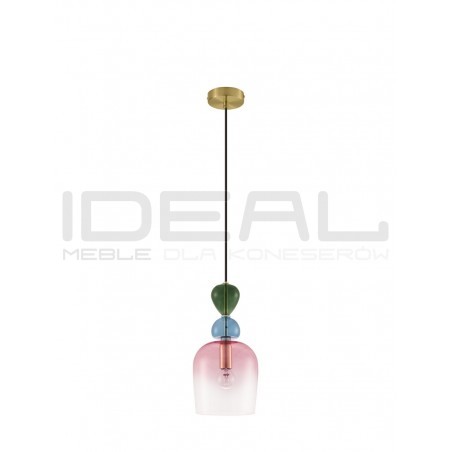 Szklana lampa wisząca Rainbow różowa kolorowe szkło