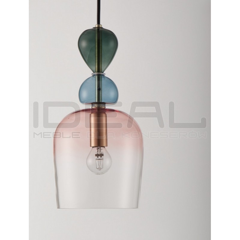 Szklana lampa wisząca Rainbow różowa kolorowe szkło