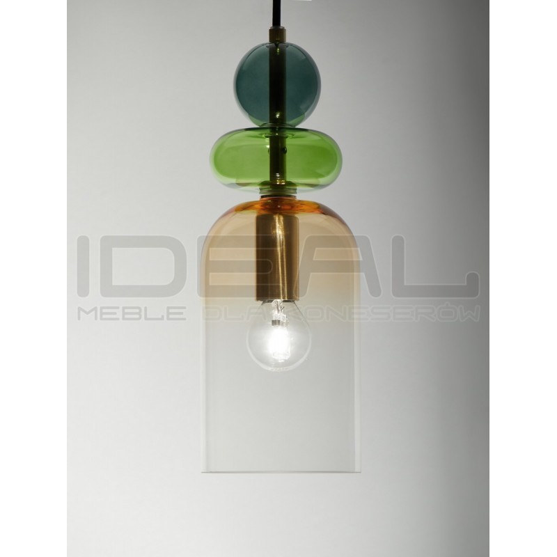 Szklana lampa wisząca Rainbow żółta kolorowe szkło