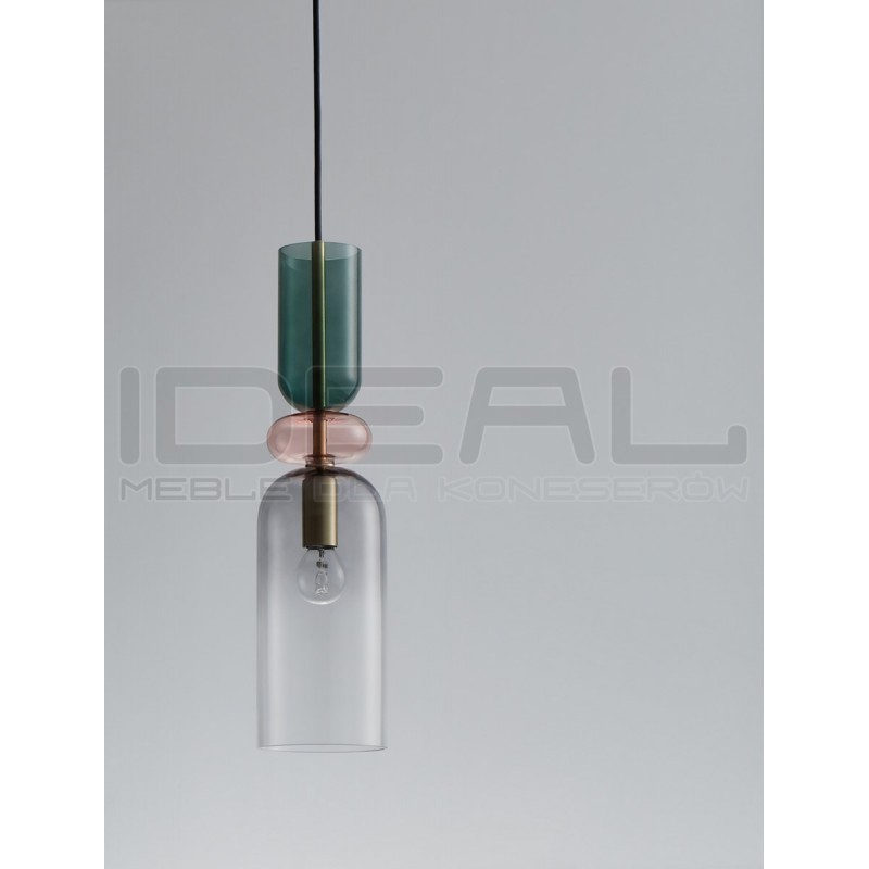 Szklana lampa wisząca Rainbow szara kolorowe szkło