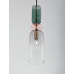 Szklana lampa wisząca Rainbow szara kolorowe szkło