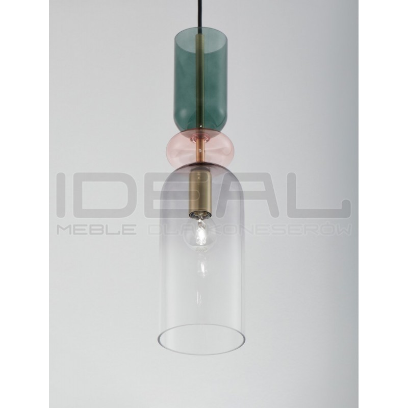 Szklana lampa wisząca Rainbow szara kolorowe szkło