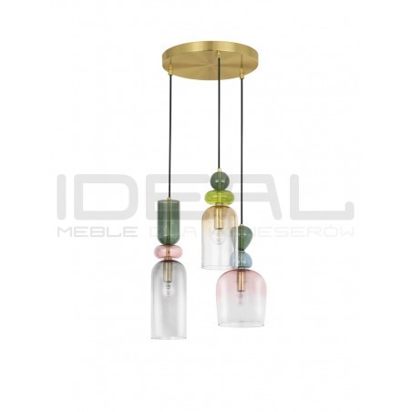 Szklana lampa wisząca Rainbow 3 kolorowe szkło