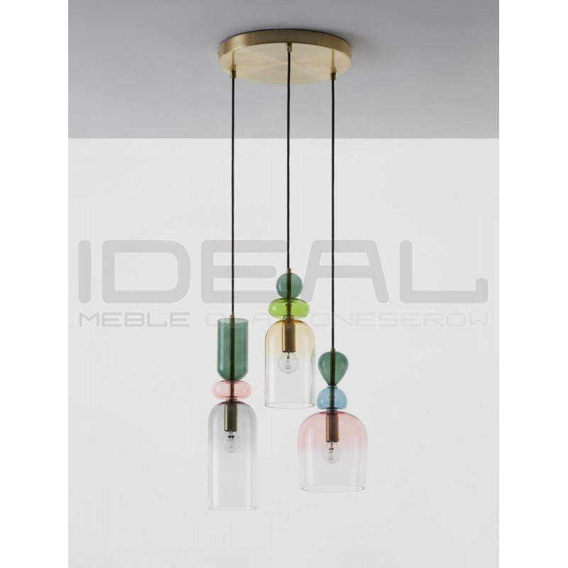 Szklana lampa wisząca Rainbow 3 kolorowe szkło