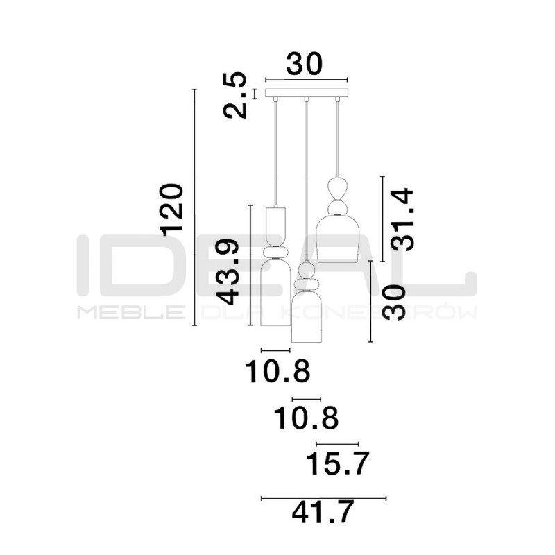 Szklana lampa wisząca Rainbow 3 kolorowe szkło