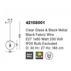 Lampa Wisząca Sandra bezbarwne szkło 30