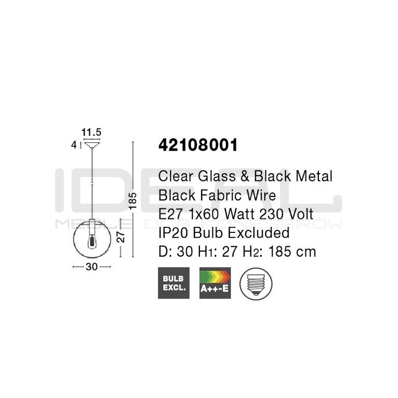 Lampa Wisząca Sandra bezbarwne szkło 30