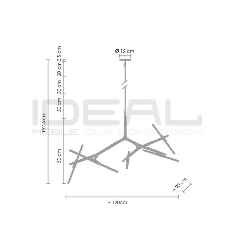 Lampa Wisząca glamour Sticks Candelabr 10 złota