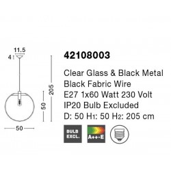 Lampa Wisząca Sandra bezbarwne szkło 50