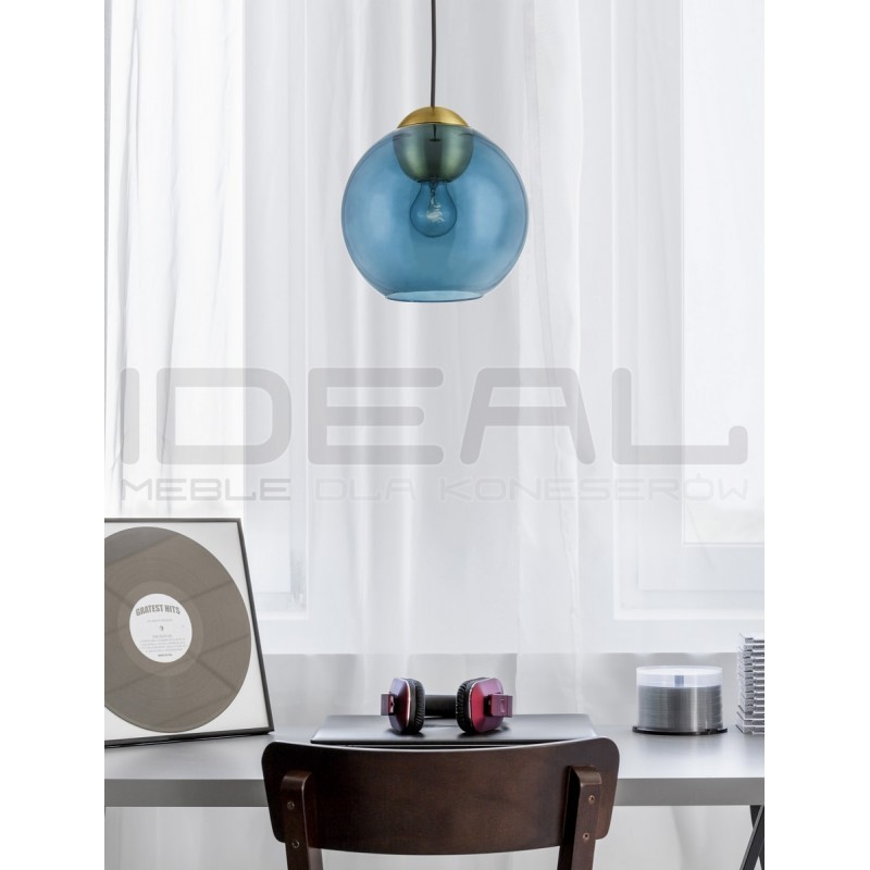 Szklana lampa wisząca Kula niebieska 24