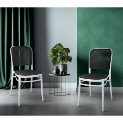 Krzesło Boho Wicky plecionka szare