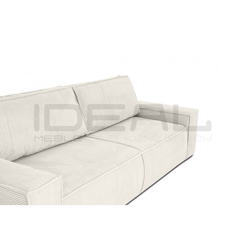 Sztruksowa sofa Pillow z funkcją spania i z pojemnikiem na pościel jasny beż