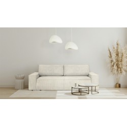 Sztruksowa sofa Pillow z funkcją spania i z pojemnikiem na pościel jasny beż