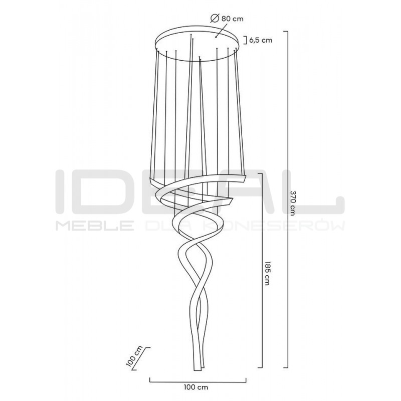 Lampa wisząca glamour WAVE CORDON podwójna 2B chrom