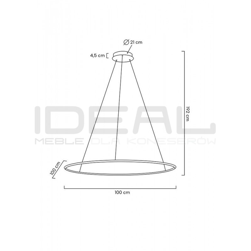Lampa wisząca glamour RING SLIM 100 złota