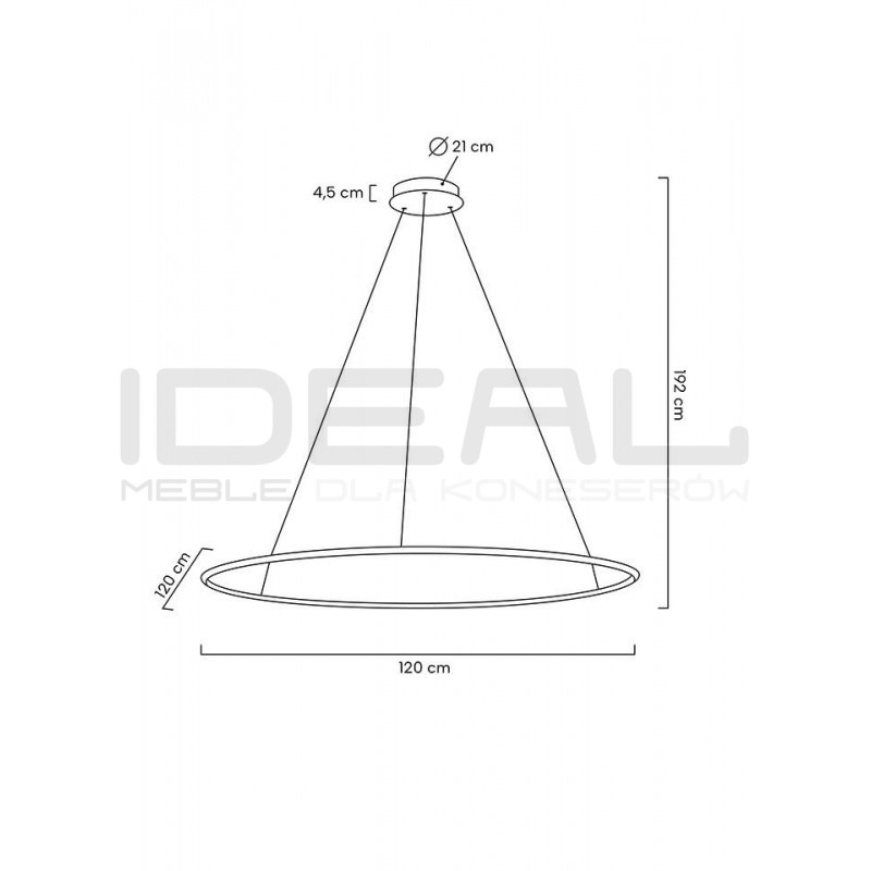 Lampa wisząca glamour RING SLIM 150 złota
