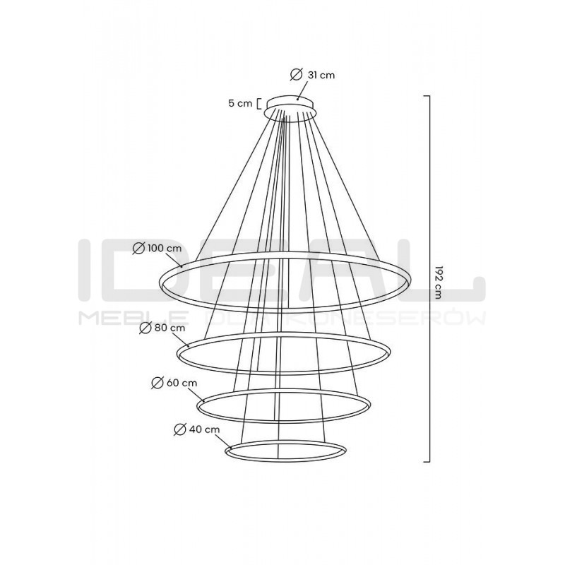 Lampa wisząca glamour RING SLIM M złota