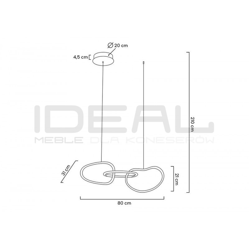 Lampa wisząca glamou JAZZ 3 złota