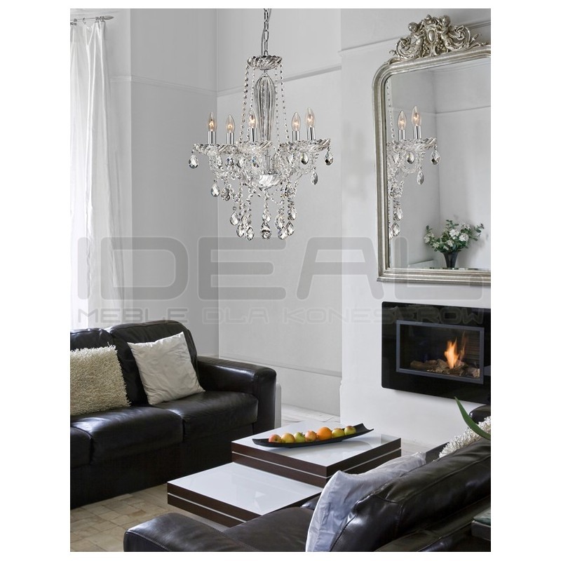 Kryształowy Żyrandol glamour Palace 5 srebrny