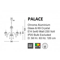 Kryształowy Żyrandol glamour Palace 5 srebrny