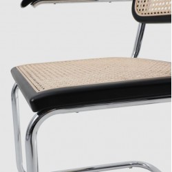 Krzesło Cesca z Podłokietnikami inspirowane rattanowa plecionka czarne