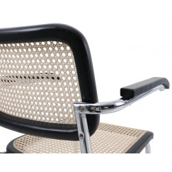 Krzesło Cesca z Podłokietnikami inspirowane rattanowa plecionka czarne