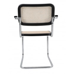 Krzesło Cesca z Podłokietnikami inspirowane rattanowa plecionka czarne