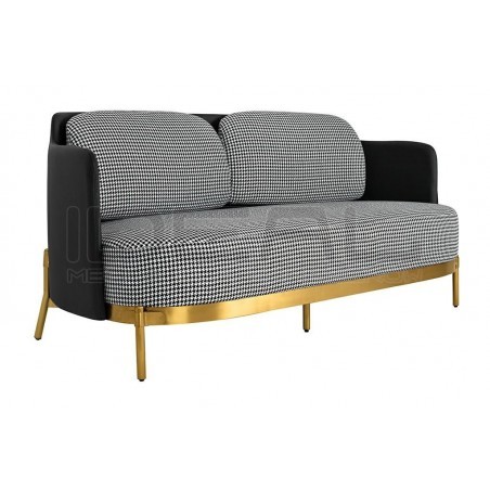 Sofa Art Deco Glamour VENICE pepitka biało - czarna złota podstawa
