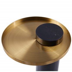 STOLIK KAWOWY COLUMN podstawa czarny marmur złoty blat taca