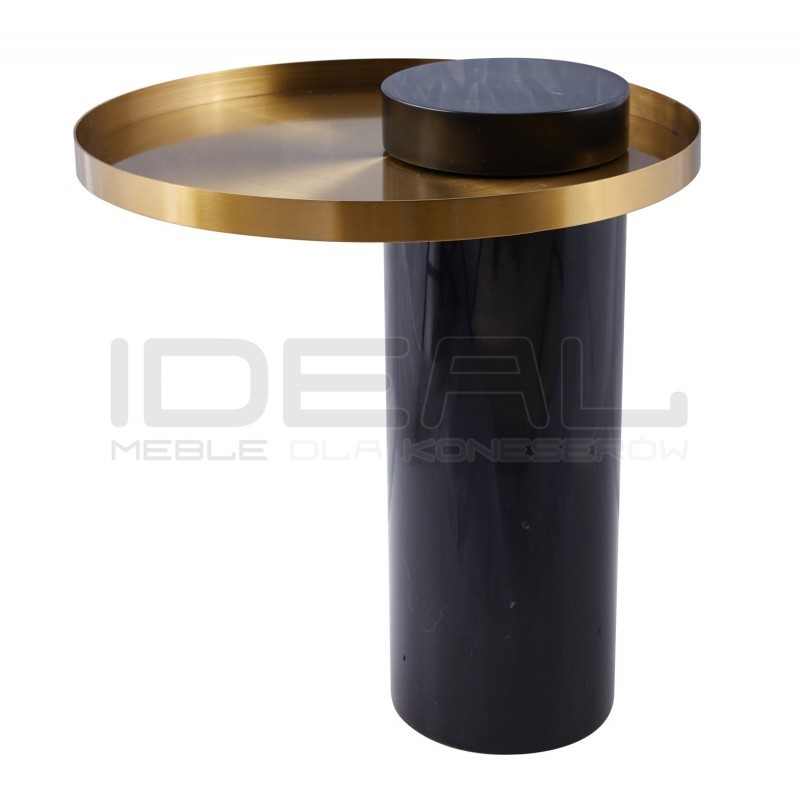 STOLIK KAWOWY COLUMN podstawa czarny marmur złoty blat taca