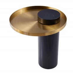 STOLIK KAWOWY COLUMN podstawa czarny marmur złoty blat taca