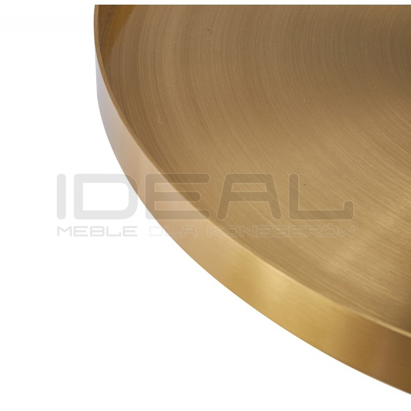 STOLIK KAWOWY COLUMN podstawa czarny marmur złoty blat taca