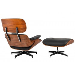 Fotel Lounge biały z podnóżkiem - sklejka różana