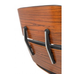 Fotel Lounge biały z podnóżkiem - sklejka różana