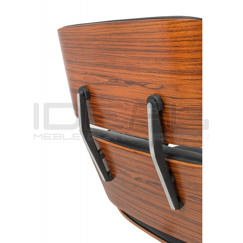 Fotel Lounge biały z podnóżkiem - sklejka różana