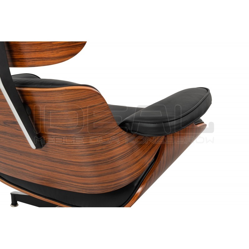 Fotel Lounge biały z podnóżkiem - sklejka różana