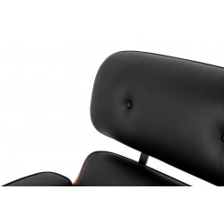 Fotel Lounge biały z podnóżkiem - sklejka różana