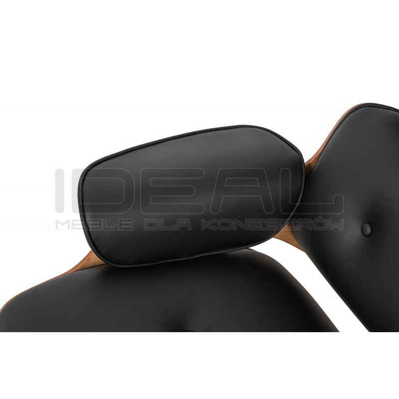 Fotel Lounge biały z podnóżkiem - sklejka różana