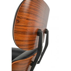 Fotel Lounge biały z podnóżkiem - sklejka różana